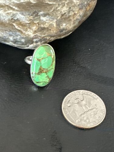 Southwestern Navajo Green Mojave Turquoise Ring | Sterling Silver | Sz 6 | 15598