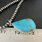 Blue Kingman Turquoise Pendant | Navajo Pearls | Sterling Silver Necklace 20" | 16999
