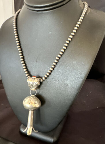 Native American Navajo Sterling Silver Necklace | 3.5" Naja Pendant | 20" | 16479