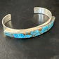 Navajo Men's Blue Mojave Turquoise Inlay Bracelet | Sterling Silver | Authentic Native American Handmade | 15065