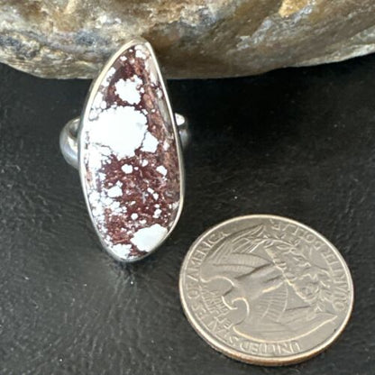 Women's Wild Horse Turquoise Ring | Navajo Sterling Silver | Sz 7 Adjustable | Authentic Native American Handmade | 15550