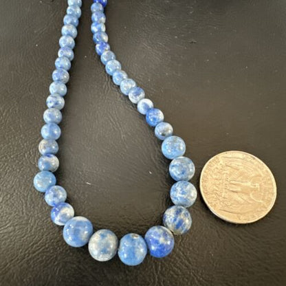 Blue Denim Lapis Graduated Navajo Sterling Silver Necklace | Authentic Native American | 22" | 16550