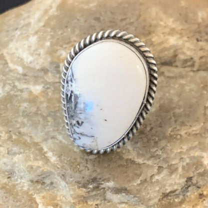 Navajo White Buffalo Turquoise Ring | Sterling Silver | Sz 5.5 | Authentic Native American Handmade | 11643