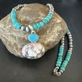 Navajo Wild Horse | Blue Kingman Turquoise Pendant Necklace | Sterling Silver | Native American Handmade | 17572
