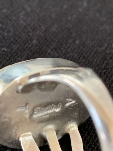 Navajo White Buffalo Turquoise Ring | Sterling Silver | Sz 9.5 | Authentic Native American Handmade | 1446