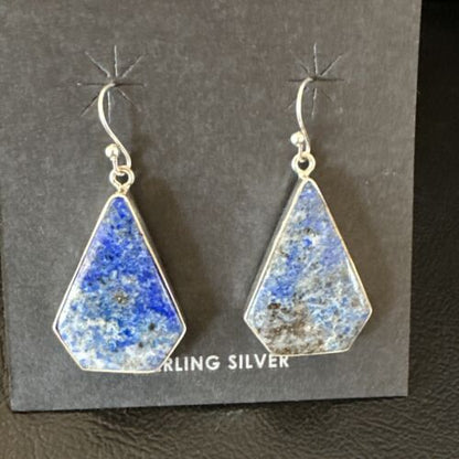 Blue Denim Lapis Dangle Earrings | Sterling Silver | 1" | 15805 - Masha USA