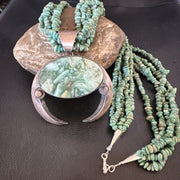 Navajo Green Turquoise Chrysoprase Naja Pendant Necklace | Sterling Silver | Authentic Native American Handmade | 16064