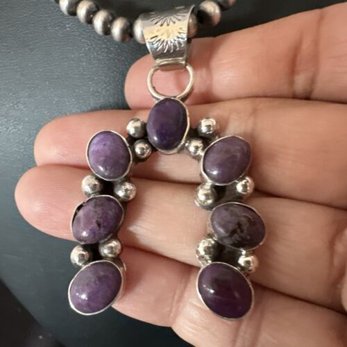 Navajo Horseshoe Naja Purple Sugilite Pendant Necklace | Sterling Silver | Authentic Native American Handmade | 15750