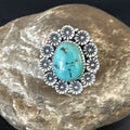 Navajo Blue Turquoise Ring | Sterling Silver | Sz 9.5 | Authentic Native American Handmade | 15505