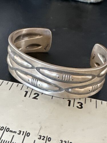 Native American Sterling Silver Navajo Stamped Cuff Bracelet | Authentic Handmade | 15985