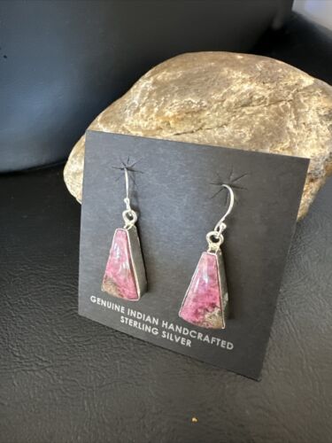 Purple Mojave Turquoise Dangle Earrings | Sterling Silver | Authentic Native American Handmade | 15788