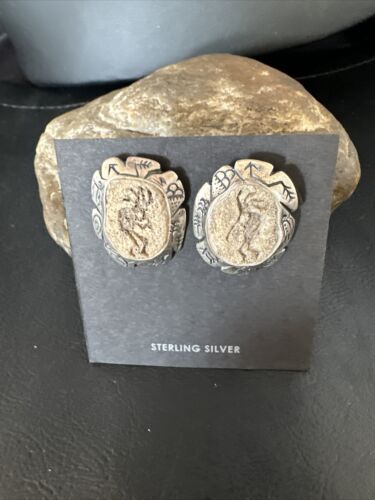 Navajo Kokopelli Dangle Earrings Set | Sterling Silver | Authentic Native American Handmade | 15142