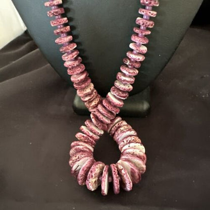 Purple Spiny Oyster Navajo Pearls Sterling Silver Necklace | Authentic Native American | 30" | 16814