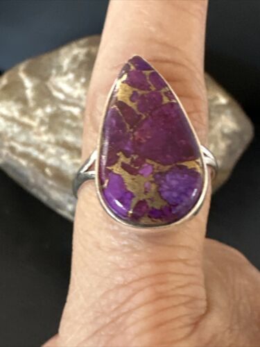 Southwestern Navajo Purple Mojave Turquoise Ring | Sterling Silver | Sz 10 | 15610
