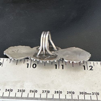Navajo Red Spiny Oyster Cluster Ring | Authentic Native American Sterling Silver | Multi-Stone | Sz 8 | 16328