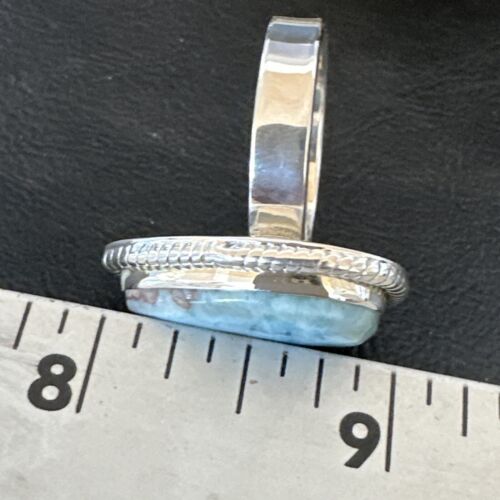 Navajo Blue Larimar Ring | Sterling Silver | Sz 10 | Authentic Native American Handmade | 16599