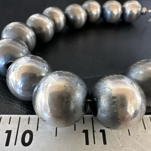 Navajo Pearl Round Beads Bracelet | 18mm | 9" | Sterling Silver | Authentic Native American Handmade | 17161