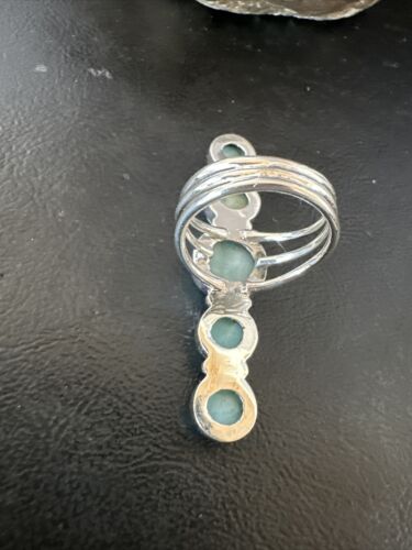Navajo Blue Larimar Cluster Ring | Authentic Native American Sterling Silver | Multi-Stone | Sz 10.5 | 15941