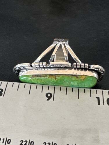 Women's Green Sonoran Turquoise Ring | Navajo Sterling Silver | Sz 9.5 | 16396