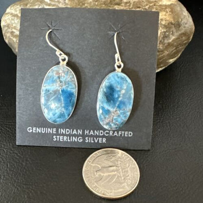 Blue Denim Lapis Dangle Earrings | Sterling Silver | 1" | 15790