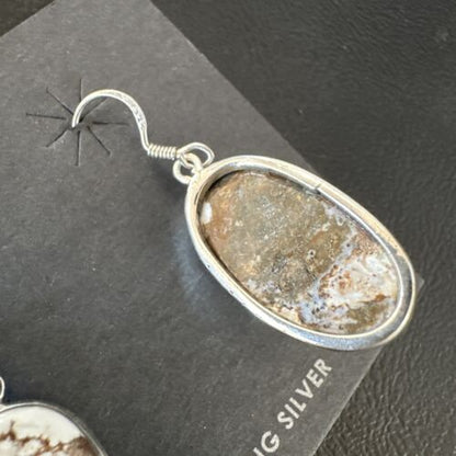 Navajo Wild Horse Turquoise Dangle Earrings | Sterling Silver | Authentic Native American Handmade | 15742