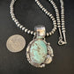 Navajo Blue Golden Hills Turquoise Pendant Necklace | Sterling Silver Pearls | Authentic Native American Handmade | 14997