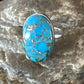 Navajo Blue Mojave Turquoise Ring | Sterling Silver | Adjustable Sz 8 | Authentic Native American Handmade | 15712