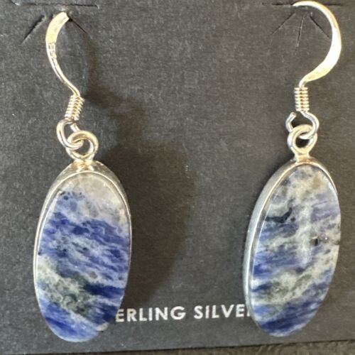 Blue Denim Lapis Dangle Earrings | Sterling Silver | 1" | 15808
