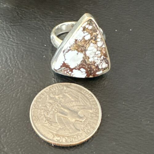 Men's & Women's Wild Horse Turquoise Ring | Navajo Sterling Silver | Sz 8 | 17352