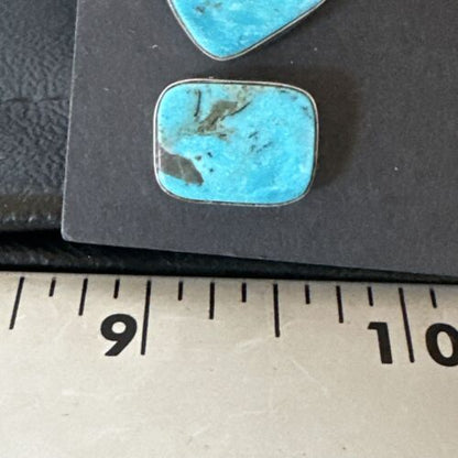 Navajo Blue Kingman Turquoise Post Stud Earrings | Sterling Silver | Authentic Native American Handmade | 17410