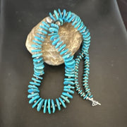 Blue Kingman Nugget Turquoise Necklace | Navajo Pearls | Sterling Silver | 30" | Authentic Native American | 17382