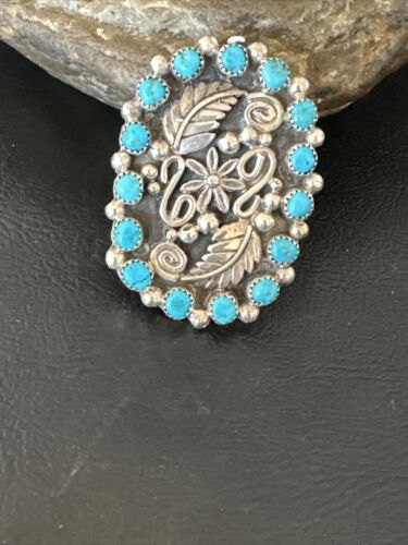 Navajo Blue Kingman Turquoise Cluster Ring | Authentic Native American Sterling Silver | Multi-Stone | Adjustable Sz 8 | 16324