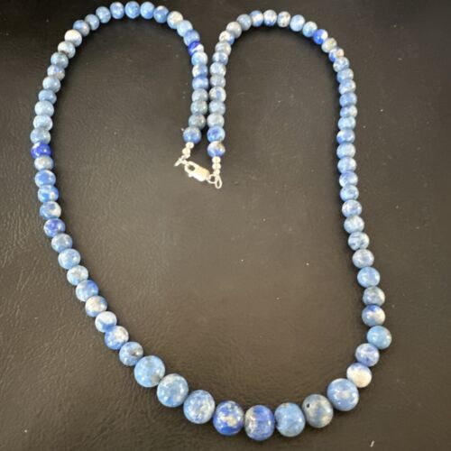 Blue Denim Lapis Graduated Navajo Sterling Silver Necklace | Authentic Native American | 22" | 16550