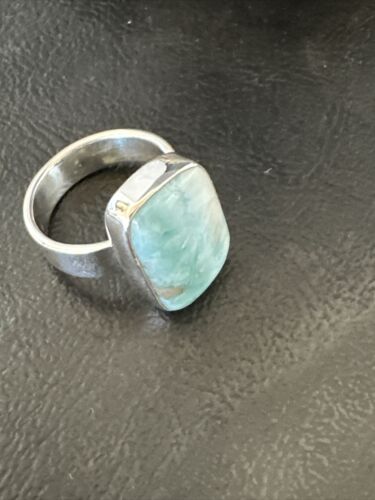 Navajo Blue Larimar Ring | Sterling Silver | Sz 8 | Authentic Native American Handmade | 17590