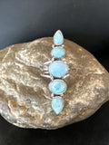 Navajo Blue Larimar Cluster Ring | Authentic Native American Sterling Silver | Multi-Stone | Sz 7 | 16156