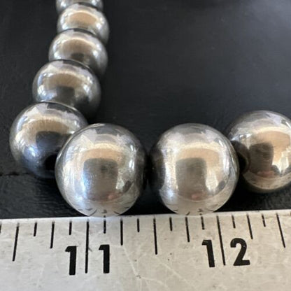 Navajo Pearl Round Beads Bracelet | 18mm | 7.5" | Sterling Silver | Authentic Native American Handmade | 17160 - Masha USA
