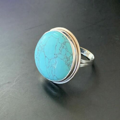 Navajo Spiderweb Blue Turquoise Ring | Sterling Silver | Sz 9 | Authentic Native American Handmade | 11435