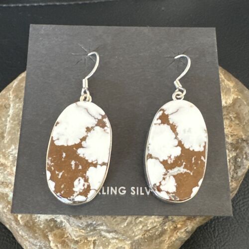 Navajo Wild Horse Turquoise Dangle Earrings | Sterling Silver | Authentic Native American Handmade | 15744