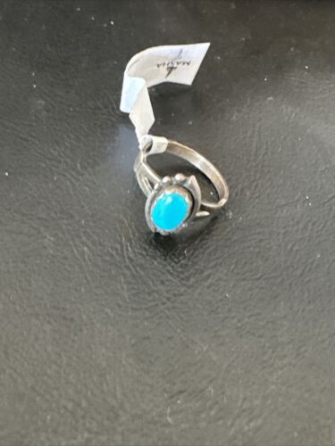 Native American Navajo Blue Turquoise Ring | Sterling Silver | Sz 5.5 | 4449