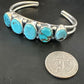 Navajo Blue Arizona Turquoise Cuff Bracelet | Sterling Silver | 5 Stone | Authentic Native American Handmade | 16277