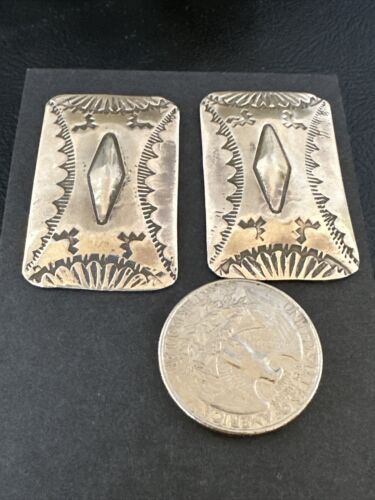Navajo Stamped Sterling Silver Handmade Earrings | Authentic Native American | 15847