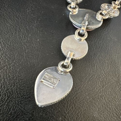 Navajo Pink Conch Lariat Necklace | Sterling Silver Pendant | 23" | Authentic Native American Jewelry | 15456