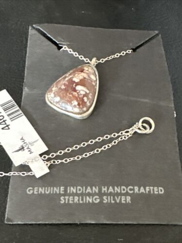 Navajo Wild Horse Turquoise Pendant Necklace | Sterling Silver | Authentic Native American Handmade | 4467