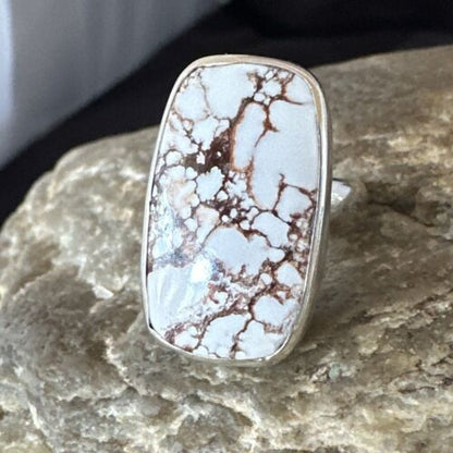 Men's Women's Wild Horse Turquoise Ring | Navajo Sterling Silver | Sz 7 | Authentic Native American Handmade | 17283