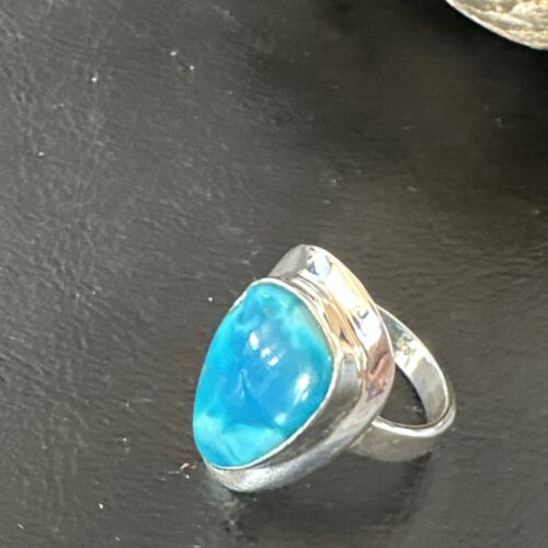 Navajo Blue Kingman Turquoise Ring | Sterling Silver | Sz 9 | Authentic Native American Handmade | 16584