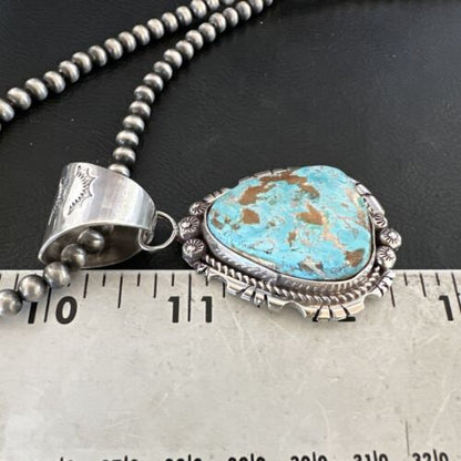 Women's Royston Turquoise Pendant Necklace | Navajo Pearls | Sterling Silver | Authentic Native American | 17063