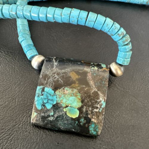 Navajo SpiderWeb Turquoise Heishi Pearls Necklace | Sterling Silver | 20" | Authentic Native American Handmade | 17092 - Masha USA