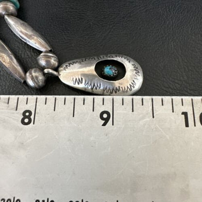Navajo Blue Turquoise Black Onyx Shadowbox Pendant | Sterling Silver Necklace | 16" | 17542