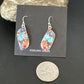 Navajo Blue Turquoise Red Spiny Oyster Inlay Dangle Earrings | Sterling Silver | 15579