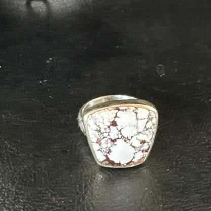 Men's Women's Wild Horse Turquoise Ring | Navajo Sterling Silver | Sz 7 | Authentic Native American Handmade | 17286